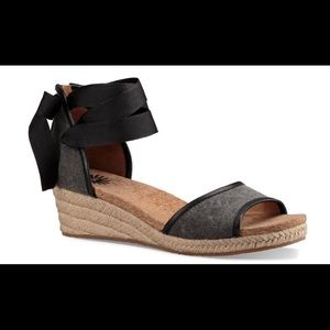UGG Australia Amell Black Canvas Wedge Sandal